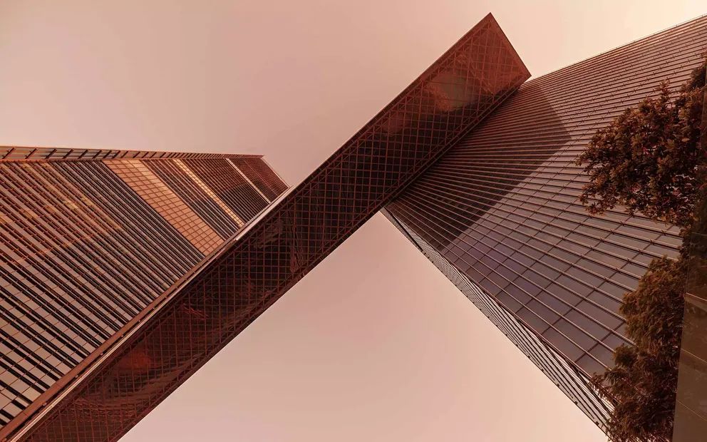Modern skyscrapers viewed from below